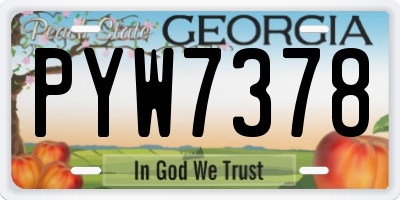GA license plate PYW7378