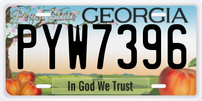 GA license plate PYW7396