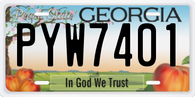 GA license plate PYW7401