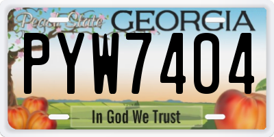 GA license plate PYW7404