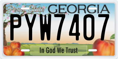 GA license plate PYW7407
