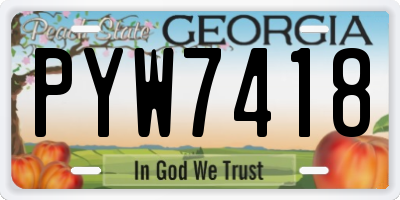 GA license plate PYW7418