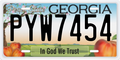 GA license plate PYW7454