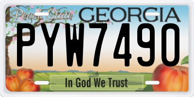 GA license plate PYW7490