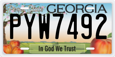 GA license plate PYW7492