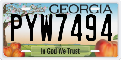 GA license plate PYW7494
