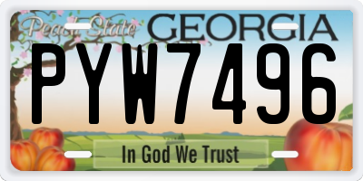 GA license plate PYW7496