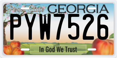 GA license plate PYW7526