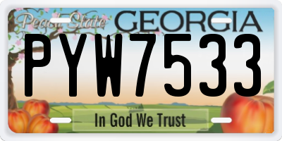 GA license plate PYW7533