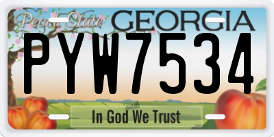 GA license plate PYW7534