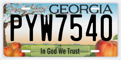 GA license plate PYW7540