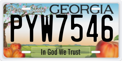 GA license plate PYW7546