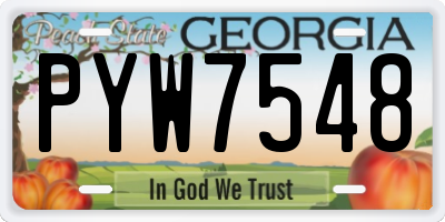 GA license plate PYW7548