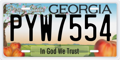 GA license plate PYW7554