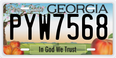 GA license plate PYW7568