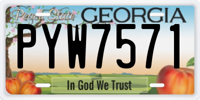 GA license plate PYW7571