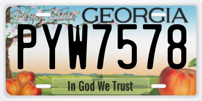 GA license plate PYW7578