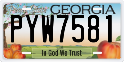 GA license plate PYW7581