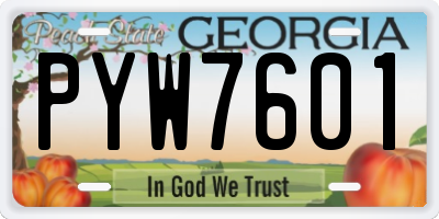 GA license plate PYW7601