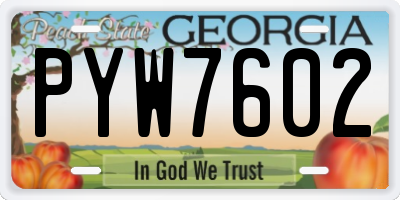 GA license plate PYW7602