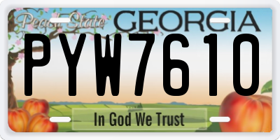 GA license plate PYW7610