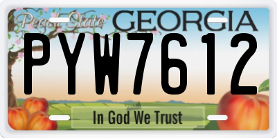 GA license plate PYW7612