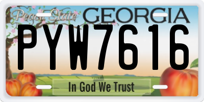 GA license plate PYW7616