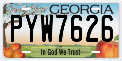 GA license plate PYW7626