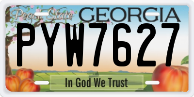GA license plate PYW7627