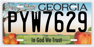 GA license plate PYW7629
