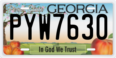 GA license plate PYW7630