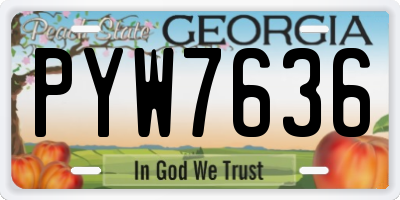GA license plate PYW7636