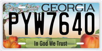 GA license plate PYW7640