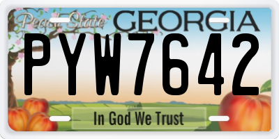 GA license plate PYW7642