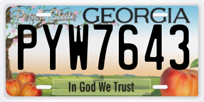 GA license plate PYW7643