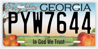 GA license plate PYW7644
