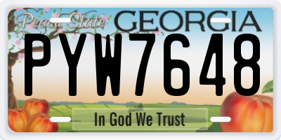 GA license plate PYW7648