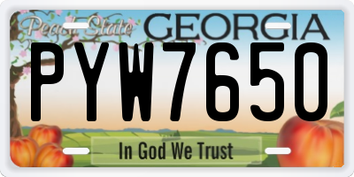 GA license plate PYW7650
