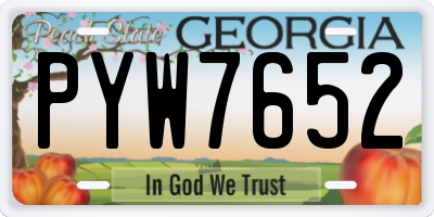 GA license plate PYW7652