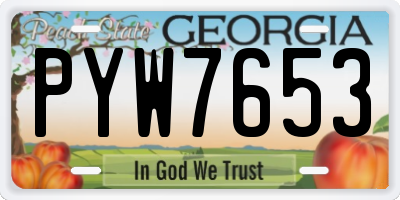 GA license plate PYW7653