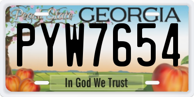 GA license plate PYW7654