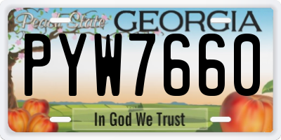 GA license plate PYW7660