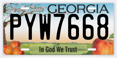 GA license plate PYW7668