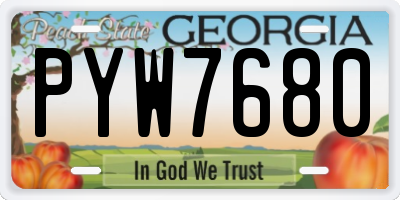 GA license plate PYW7680