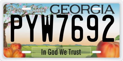 GA license plate PYW7692