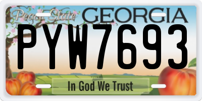 GA license plate PYW7693