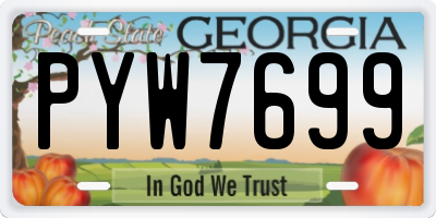 GA license plate PYW7699