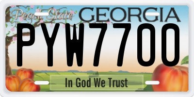 GA license plate PYW7700
