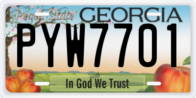 GA license plate PYW7701