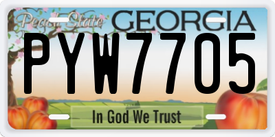 GA license plate PYW7705